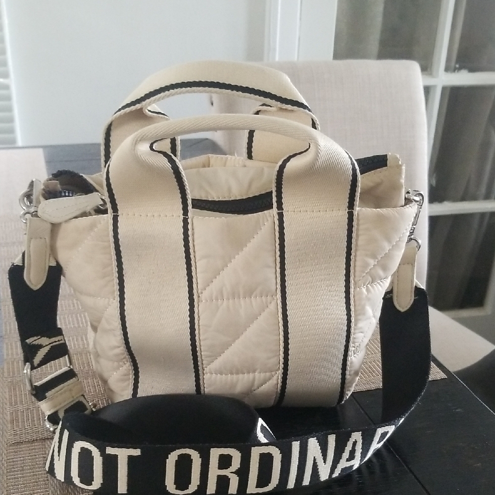 Zara Quilted Cream Tote with Black Accents